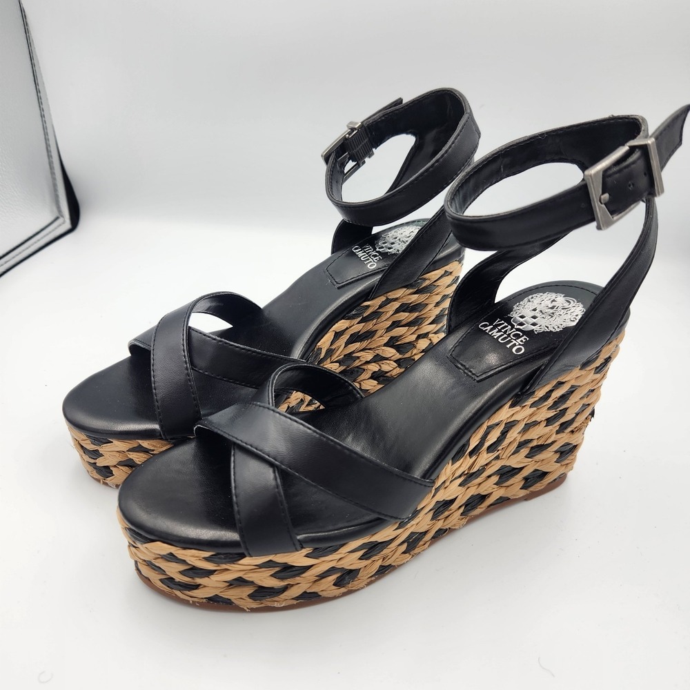 Vince‎ Camuto Feltana Espadrille Wedge Sandels Size 8 Leather